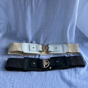 Stylish Black and Cream Belt Set